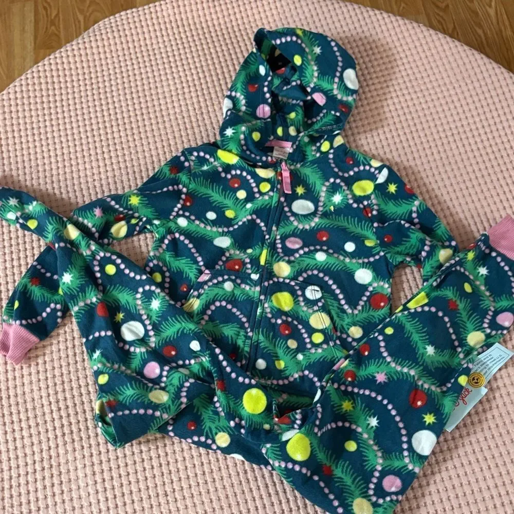 NWT Cat & Jack Colorful Christmas Tree one Piece Pajama Size 6/7